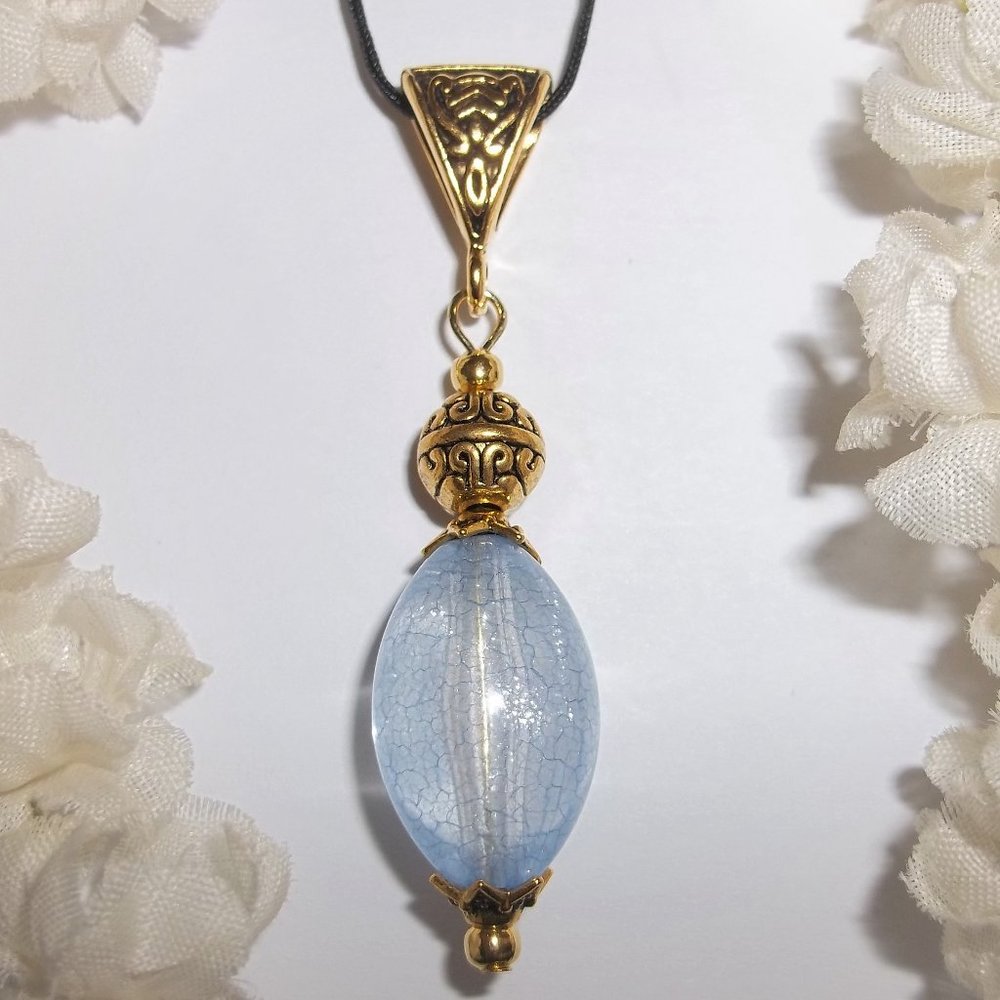 Necklace, Blue Necklace, Blue and Gold Necklace, Blue Beaded Necklace, NWT 8063